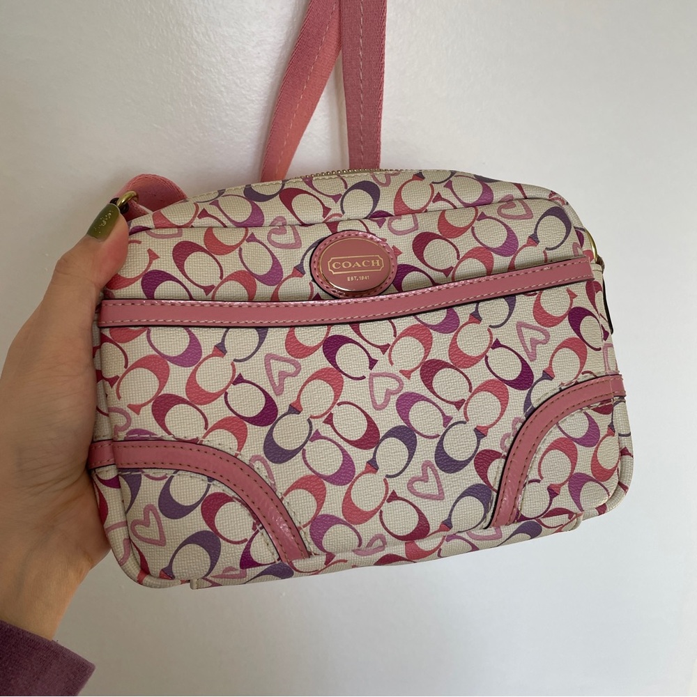 Coach RARE signature waverly pink hearts crossbody bag